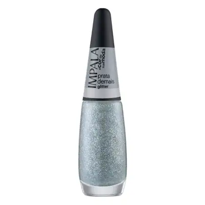 Imagem do produto Esmalte Glitter Impala A Cor da Sua Moda Prata Demais 7,5ml