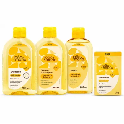 Imagem do produto Kit Cimed João e Maria Baby Glicerina: Shampoo, Óleo De Massagem, Colônia 200ml e Sabonete Em Barra 75g