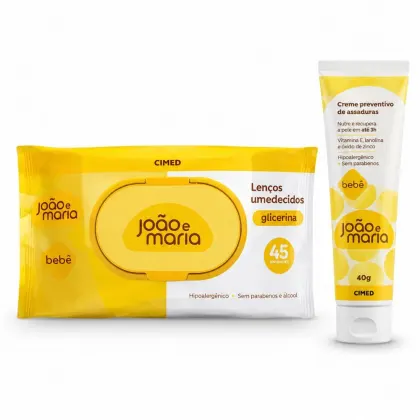 Imagem do produto Kit Cimed João e Maria Baby: Lenços Umedecidos 45un e Creme Preventivo Para Assaduras 40g