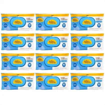 Imagem do produto Kit Cimed João e Maria Baby Récem-nascido: 12 Pacotes Lenço Umedecido  90 un cada