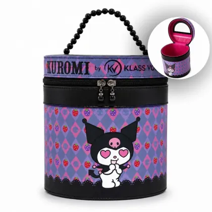Imagem do produto Necessaire Redonda Kuromi By Klass Vough Com Espelho Km01