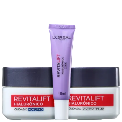 Imagem do produto Kit L'Oréal Paris Revitalift Hialurônico Rosto e Olhos (3 Produtos)