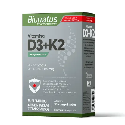 Imagem do produto Suplemento Alimentar Bionatus Vitamina D3 + K2 30 Comprimidos