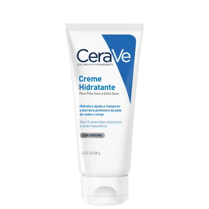 A imagem mostra o Creme Hidratante CeraVe Pele Seca a Extra Seca.