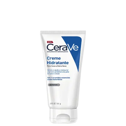 A imagem mostra o Creme Hidratante CeraVe Pele Seca a Extra Seca.