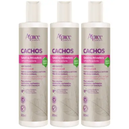 Imagem do produto Kit 3 Gelatina Apse Apice Ativadora De Cachos Umidificadora Cabelos Cacheados Profissional 300ml