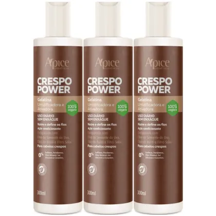 Imagem do produto Kit 3 Gelatina Ativadora Apse Apice Crespo Power Umidificadora Cabelo Profissional Vegano 300ml	