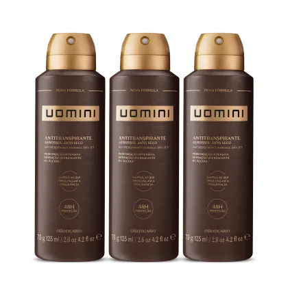 Imagem do produto Kit Uomini o Boticário Desodorante Antitranspirante Aerossol (3 Unidades)