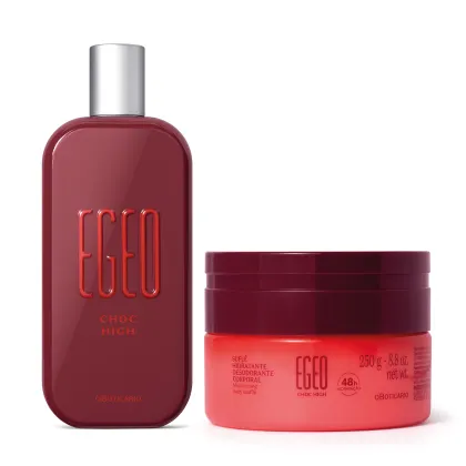 Desodorante colônia e suflê hidratante, linha Egeo Choc High.