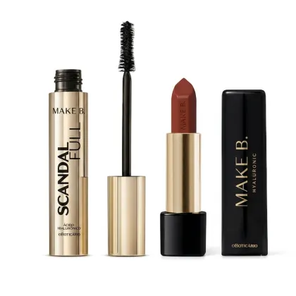 Imagem do produto Combo Máscara de Cílios Make B. Scandal Full 10g + Batom Cremoso Make B. Hyaluronic Vermelho Cinnamon 4g