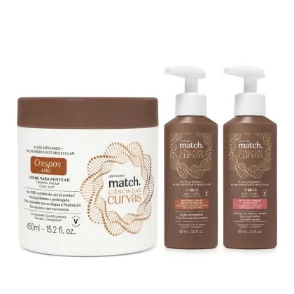 Imagem do produto Combo Match Ciência das Curvas: Creme Para Pentear 450ml + Booster Capilar Nutrição 90ml + Booster Capilar Reconstrução 90ml