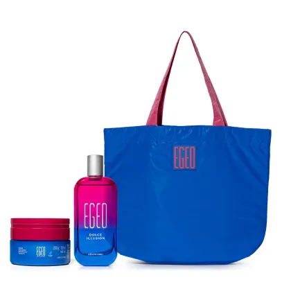 Imagem do produto Conjunto Egeo Dolce Illusion o Boticário Unissex - Desodorante Colônia 90ml + Creme Desodorante Corporal 250g + Bolsa Big Bag