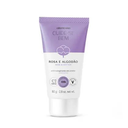 Imagem do produto Cuide-se Bem Rosa e Algodão o Boticário - Antitranspirante em Creme 80g