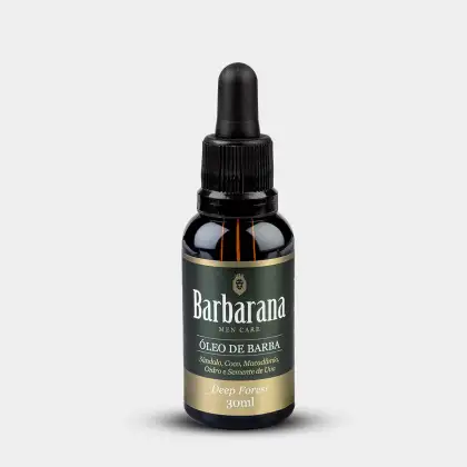 Óleo de barba da marca Barbarana, com 30ml de volume.