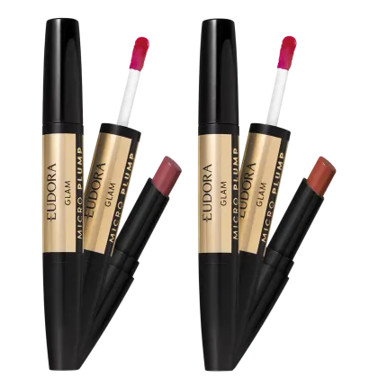 Imagem do produto Kit Eudora Glam Micro Plump Batom Malva Essencial + Terracota Retrô (2 Produtos)