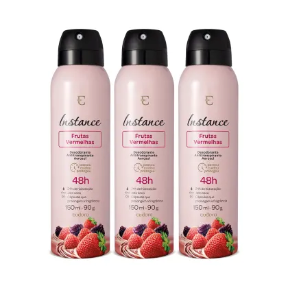 Imagem do produto Kit Eudora Instance Frutas Vermelhas - Desodorante Antitranspirante Aerossol (3 Unidades)