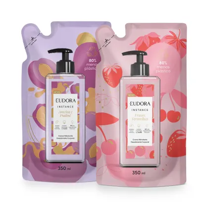 Imagem do produto Combo Refil Instance: Creme Hidratante Desodorante Corporal Ameixa e Praliné 350ml + Loção Hidratante Desodorante Corporal Frutas Vermelhas 350ml