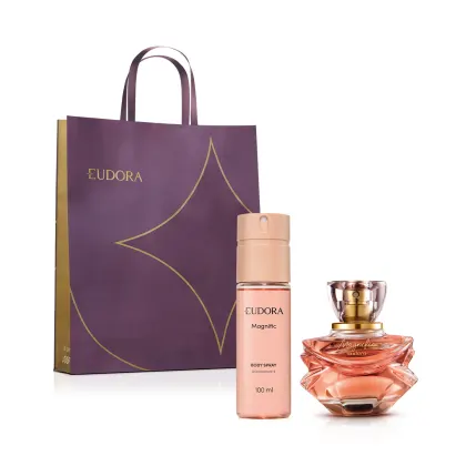 Imagem do produto Combo Presente Eudora Magnific: Eau de Parfum 75ml + Desodorante Body Spray 100ml + Sacola