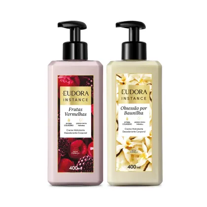 Imagem do produto Combo Instance: Creme Hidratante Frutas Vermelhas 400ml + Creme Hidratante Obsessão por Baunilha 400ml