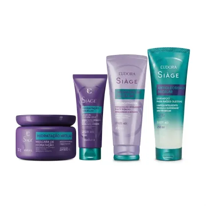 Imagem do produto Combo Siàge Hidratação Micelar: Shampoo 250ml + Condicionador 200ml + Máscara Capilar 250g + Leave in 100ml