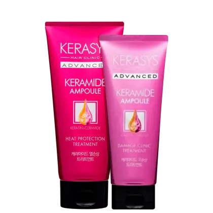 Kit Kerasys Keramide Ampoule Heat Protection + Damage Clinic, 2 produtos.