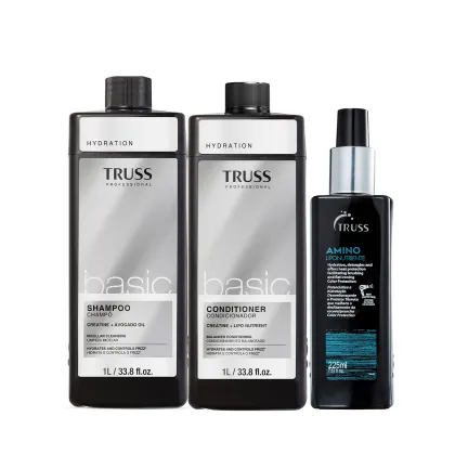 Imagem do produto Combo TRUSS Cuidado Basic: Shampoo 1l + Condicionador 1l + Protetor Térmico Amino 225ml