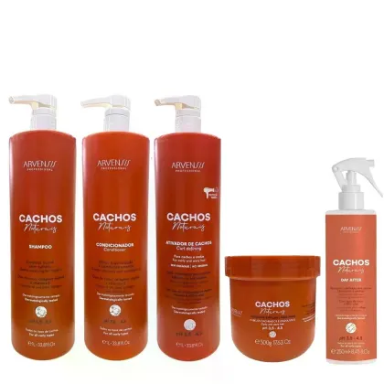 Kit Arvensis Cosméticos Naturais Cachos Naturais Quinteto Power, 5 produtos.