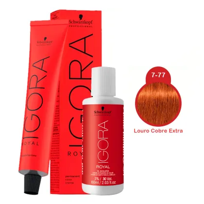 Imagem do produto Kit Schwarzkopf Professional Igora Royal 7-77 + Água Oxigenada 30 Volumes (2 Produtos)