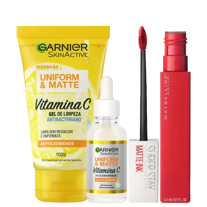Imagem do produto Kit Beleza na Web Garnier Uniform & Maybelline Superstay Matte Ink 20 (3 Produtos)