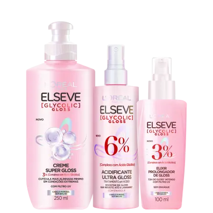 Imagem do produto Kit Elseve L’Oréal Paris Glycolic Gloss Care Trio (3 Produtos)