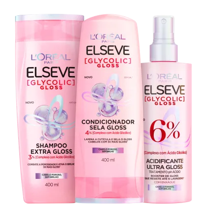 Imagem do produto Kit Elseve L’Oréal Paris Glycolic Gloss (3 Produtos)