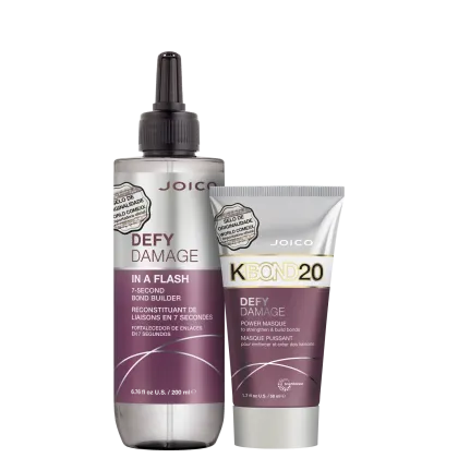 Kit com máscara capilar e máscara líquida da linha Defy Damage da marca Joico.