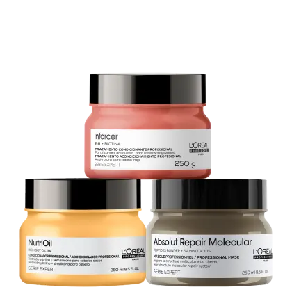 Imagem do produto Kit L'Oréal Professionnel Absolut Repair Molecular + NutriOil + Inforcer Masks (3 Produtos)