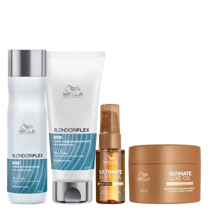 Kit Wella Professionals Ultimate Luxe Oil + BlondorPlex Quarteto, 4 produtos.