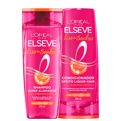 Kit com shampoo e condicionador Liso dos Sonhos, da marca Elseve.