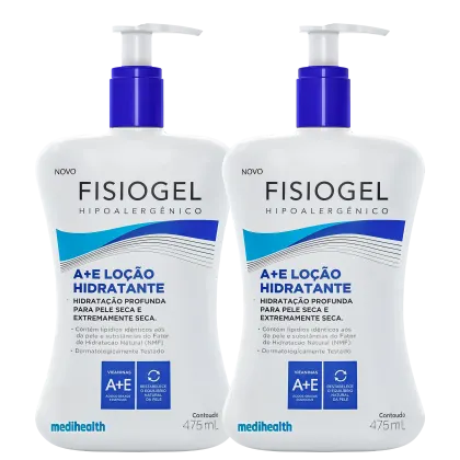 Kit com loções hidratantes, da marca Fisiogel.