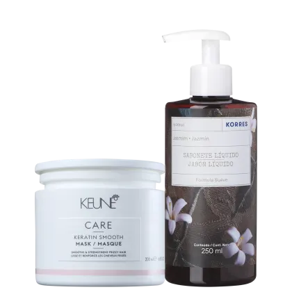 Kit Beleza na Web com máscara Keune Keratin Smooth + sabonete líquido Korres Jasmim