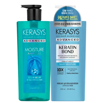 Kit Kerasys Keratin Bond Silky Moisture + Advanced Moisture Ampoule, 2 produtos.