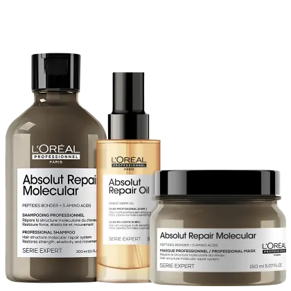 Kit L'Oréal Professionnel Absolut Repair Molecular + 10in1, 3 produtos.