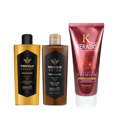 Kit Kerasys Própolis + Oriental Premium Trio, 3 produtos.