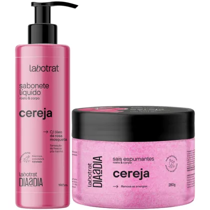 Imagem do produto Kit Sabonete Liquido 190ml + Sais 280g Corpo E Rosto Labotrat Dia A Dia Cheiro De Fruta Cereja