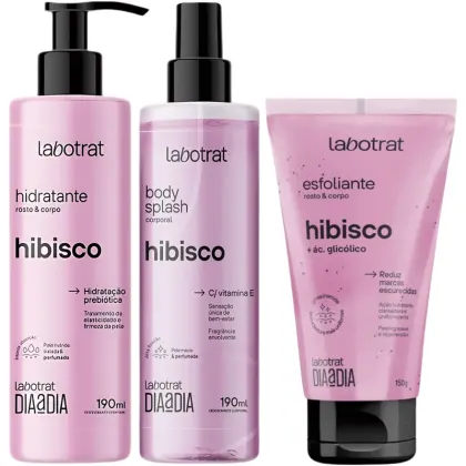 Imagem do produto Kit Body Splash + Esfoliante + Hidratante Corpo E Rosto Labotrat Cheiro De Fruta Hibisco 150g