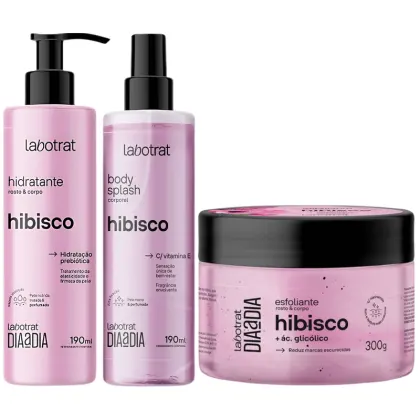 Imagem do produto Kit Body Splash + Esfoliante + Hidratante Corpo E Rosto Labotrat Cheiro De Fruta Hibisco 300g