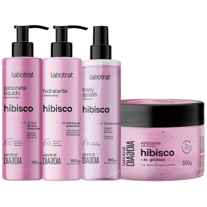 Imagem do produto Kit Banho Premium Labotrat Hibisco Completo 4 Produtos C/ Body Splash Corpo E Rosto Cheiro De Fruta