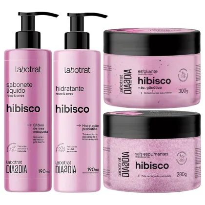 Imagem do produto Kit Banho Premium Labotrat Hibisco Completo 4 Produtos C/ Sais Cheiro De Fruta Corpo E Rosto