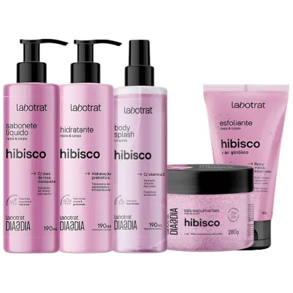 Imagem do produto Kit Banho Premium Labotrat Hibisco Completo 5 Produtos Corpo E Rosto Cheiro De Fruta Esfoliante