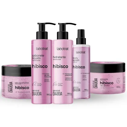 Imagem do produto Kit Banho Premium Labotrat Hibisco Completo 5 Produtos Corpo E Rosto Esfoliante Cheiro De Fruta