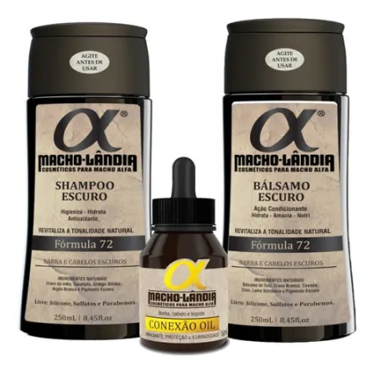 Imagem do produto Kit Macho-Lândia De Barba Escura Óleo + Shampoo + Bálsamo (3 Produtos)