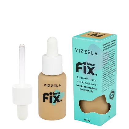 Base Líquida Vizzela Cosméticos Fix Cor 3, 30ml.