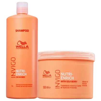 Kit com shampoo e máscara Invigo Nutri-Enrich de Wella Professionals.